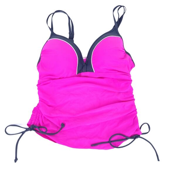 Free Country Underwire Tankini Swimsuit Top Medium 8/10 Pink Gray, Adjustable - Picture 1 of 3